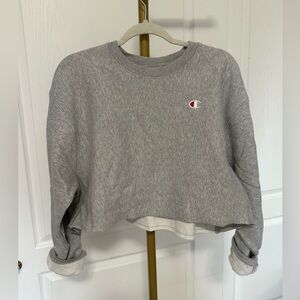 Champion Heather Gray Women's Cropped Hoodie